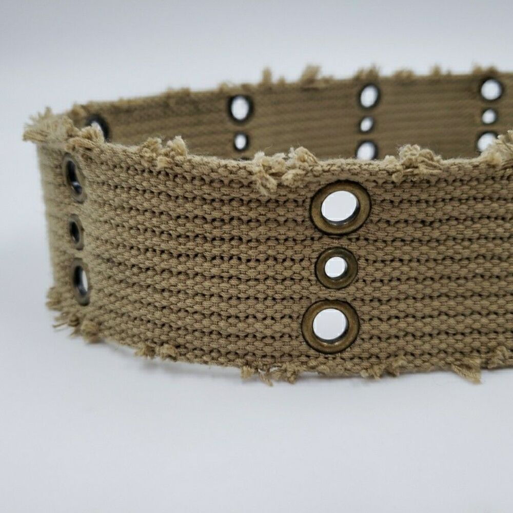 Y2K Mens D-Ring Belt Distressed Grommet Tactical Cargo Military Utility Size M/L - Picture 3 of 10